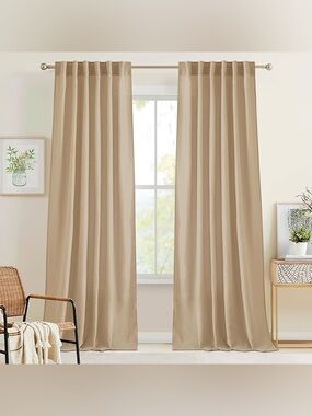 RYB HOME Camel Linen Sheer Curtains